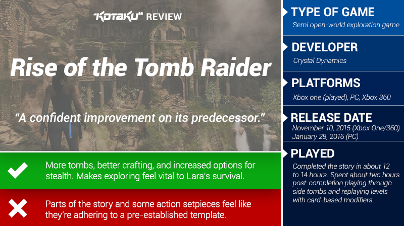 Illustration for article titled Rise of the Tomb Raider: The Kotaku Review